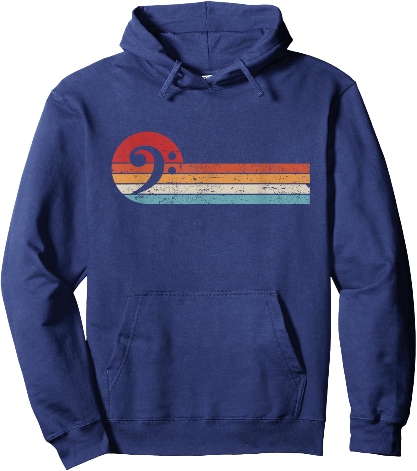 Bassist Bass Guitar Musician Retro Bass Clef Hoodie - Hoodie | Navy