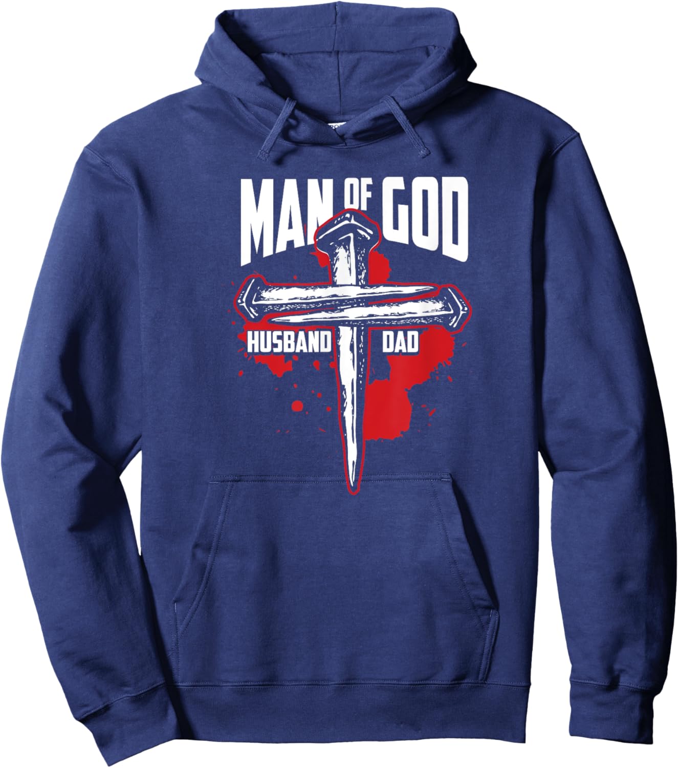 Man Of God Husband Dad Christianity Religion - Christian Dad Hoodie - Hoodie | Navy