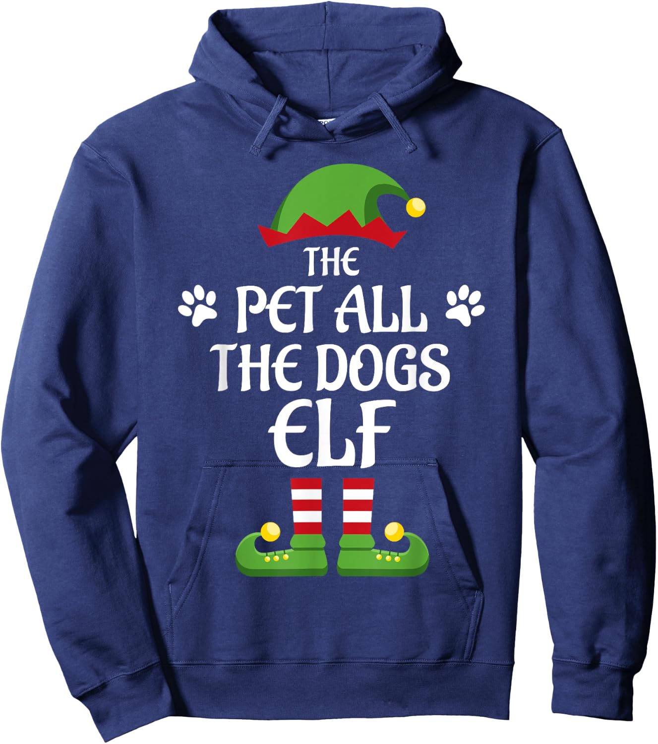 Pet All The Dogs Elf Family Matching Group Christmas Hoodie - Hoodie | Navy