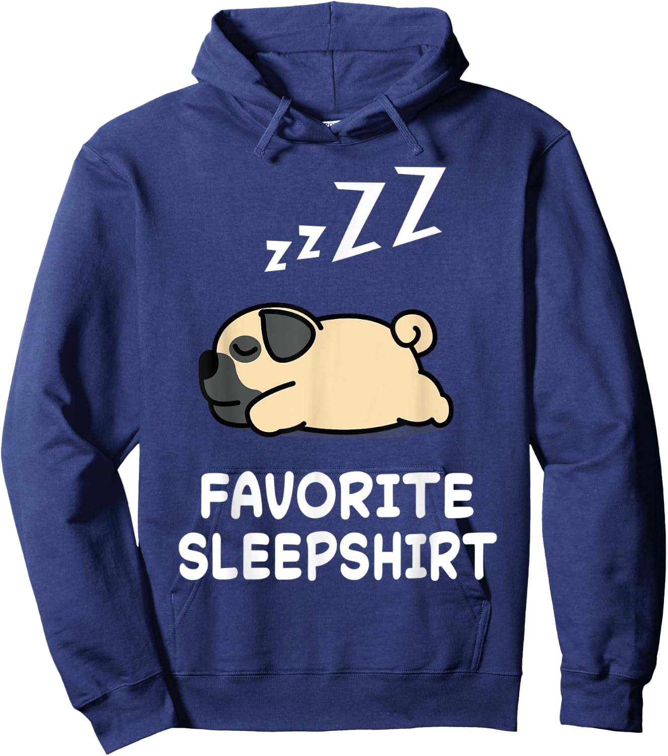 Dog Pug Dogs Nap Sleeping Sleep Pajama Pajamas Nightgown Hoodie - Hoodie | Navy