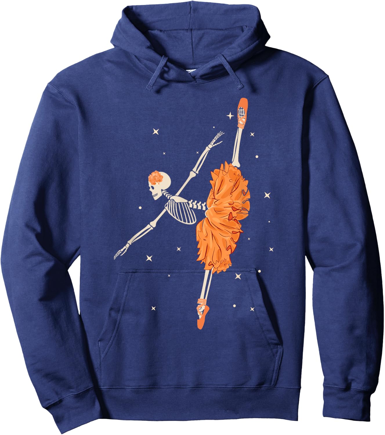 Dancing Skeleton Ballerina Ballet Dance Halloween Women Girl Hoodie - Hoodie | Navy