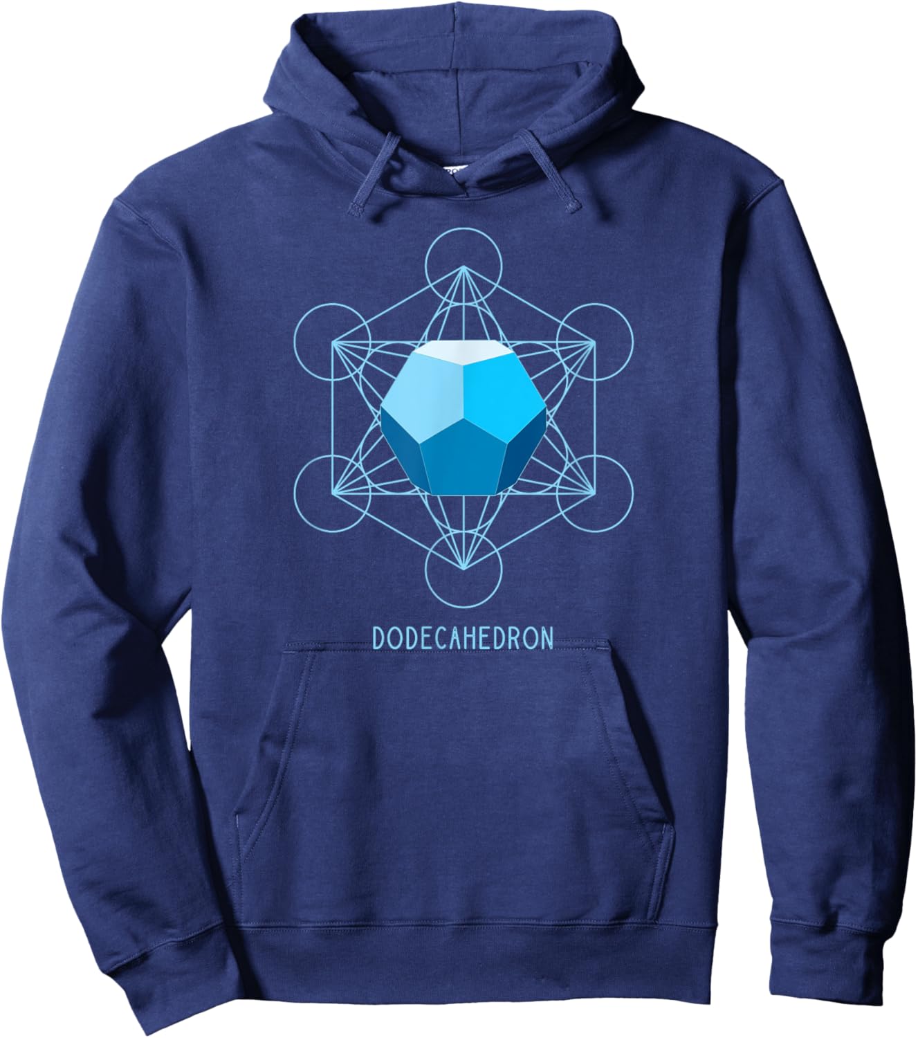 Dodecahedron Platonic Solid Shades of Blue Geometric Form Hoodie - Hoodie | Navy