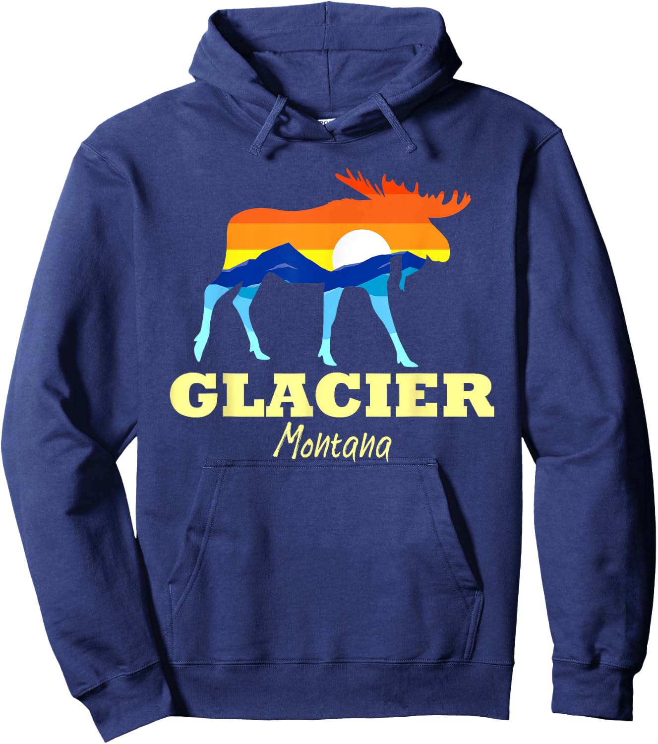 Glacier National Park Moose Glacier Montana Glacier Hoodie - Hoodie | Navy