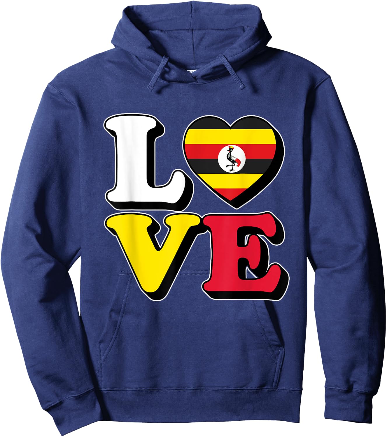 I Love Uganda Travel Souvenir Vacation Trip Ugandan Pride Hoodie - Hoodie | Navy