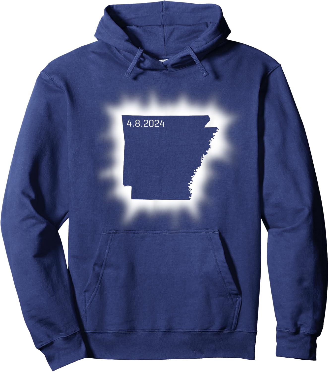 Arkansas Solar Eclipse April 8, 2024 State Outline Total Hoodie - Hoodie | Navy