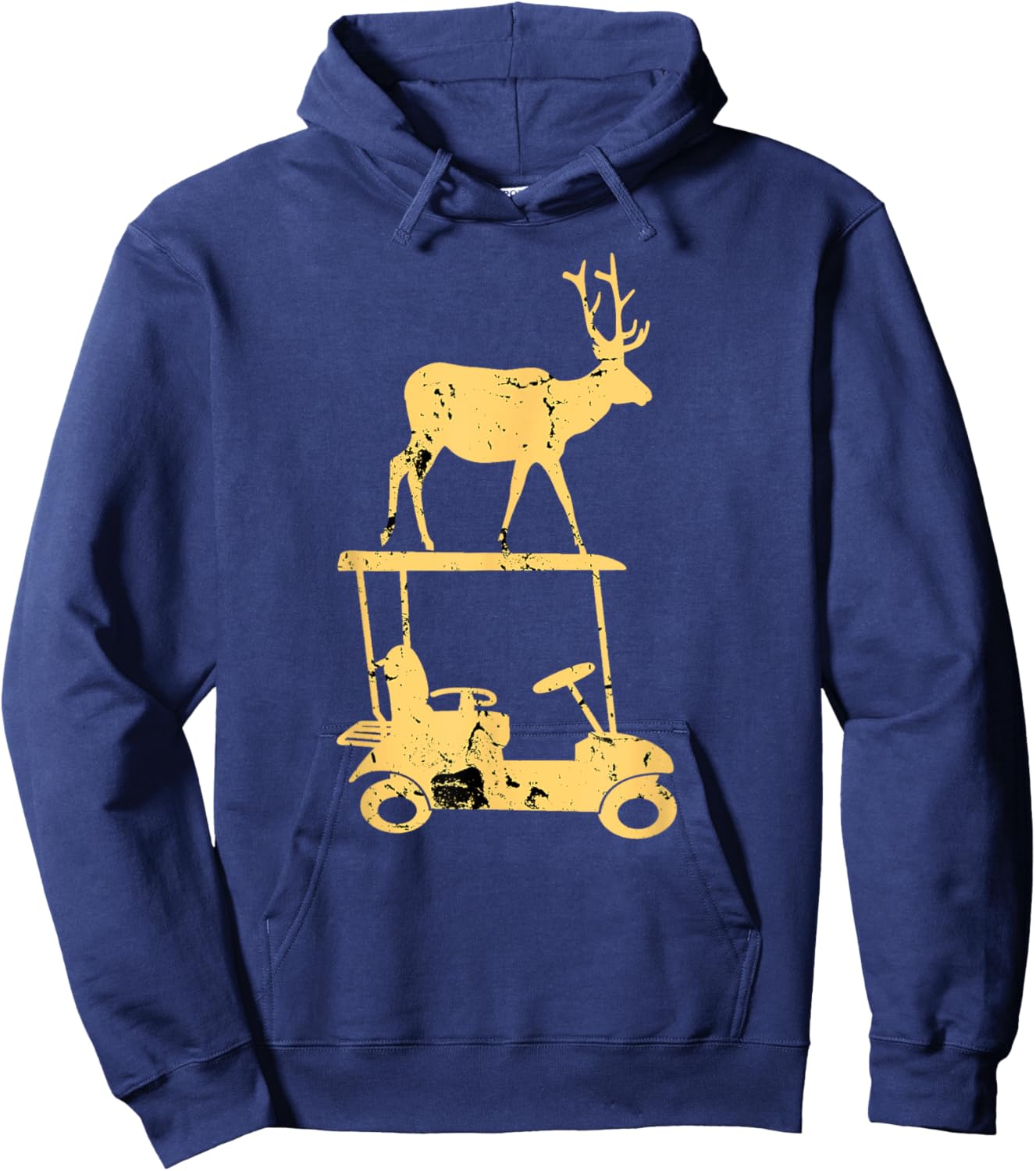 Funny Deer on a Golf Cart-For Deer Hunters and Golf Lovers Hoodie - Hoodie | Navy