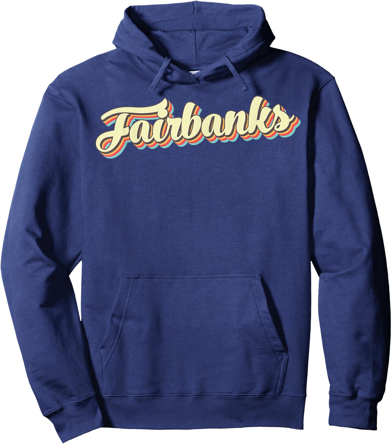 Fairbanks Retro Art Baseball Font Vintage Hoodie - Hoodie | Navy