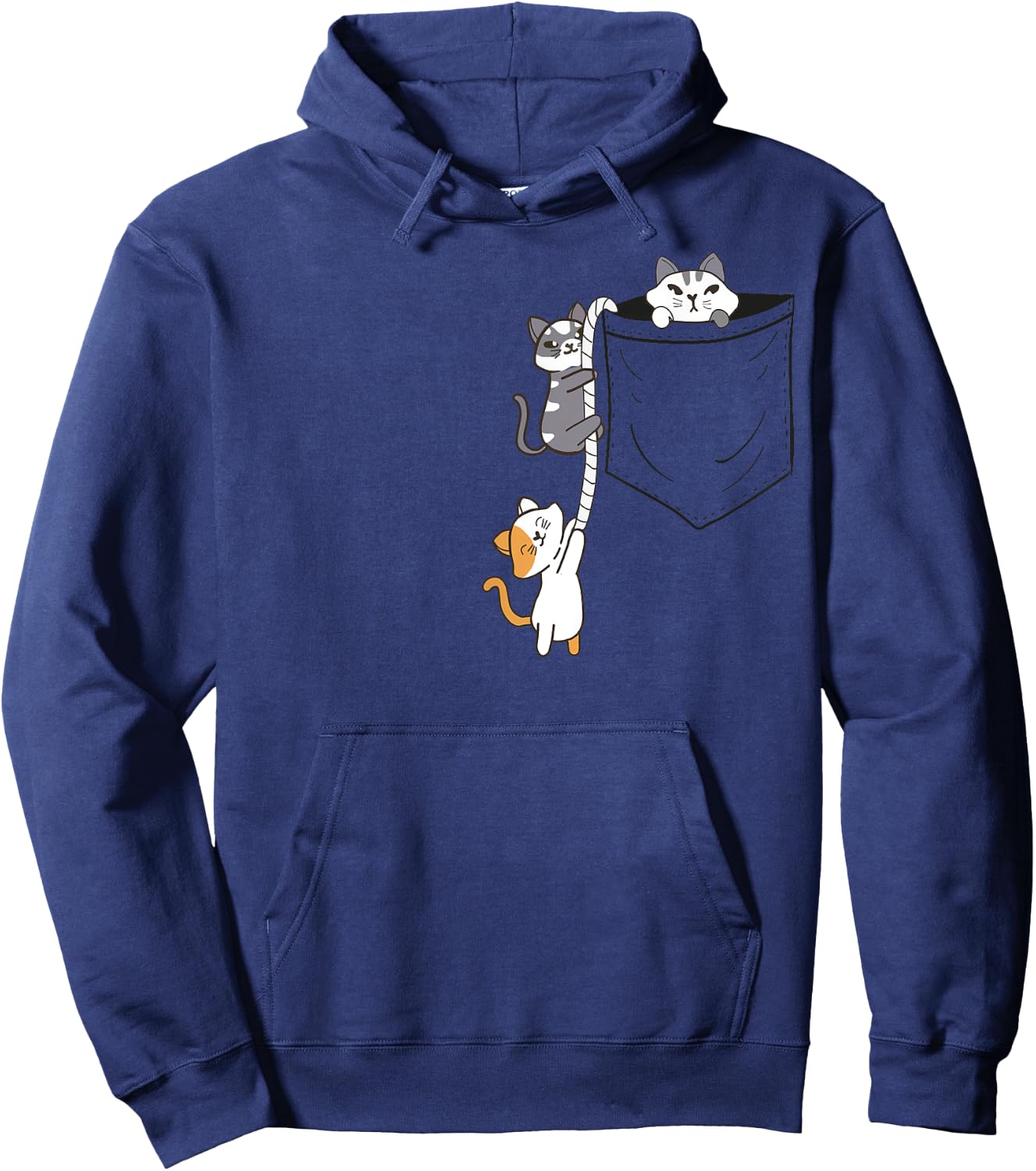 For Cat and Kitten Lovers Cute Kawaii Baby Cats In Pocket Men Women Girls Kids Hoodie - Hoodie | Navy