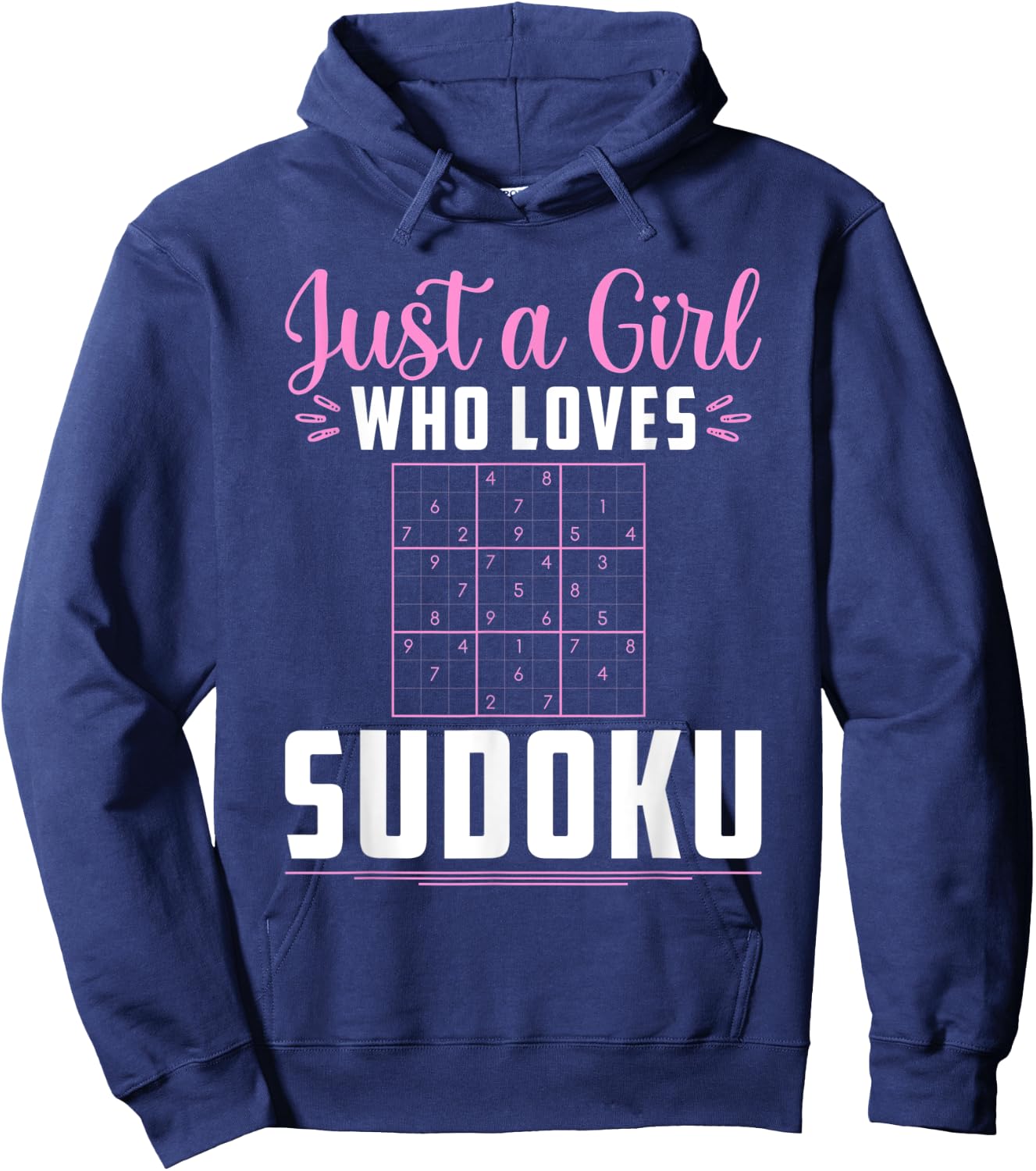 Girls Just A Girl Who Loves Sudoku Player Math Puzzle Hoodie - Hoodie | Navy