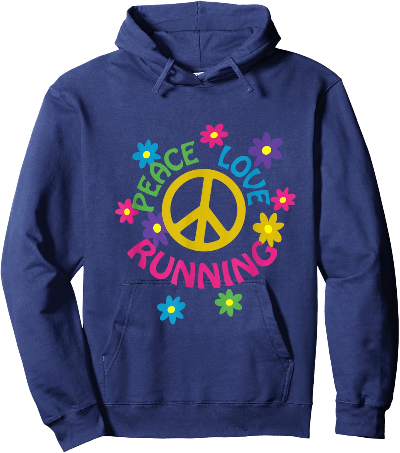 Peace Love Running - Flower Power Hoodie - Hoodie | Navy