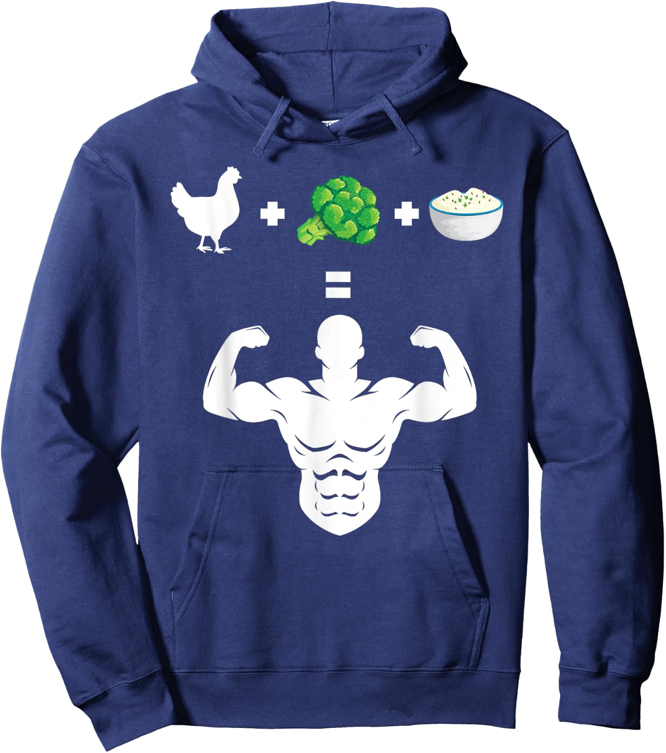 Chicken Broccoli Rice Bodybuilder Fun Broccoli Lover Workout Hoodie - Hoodie | Navy