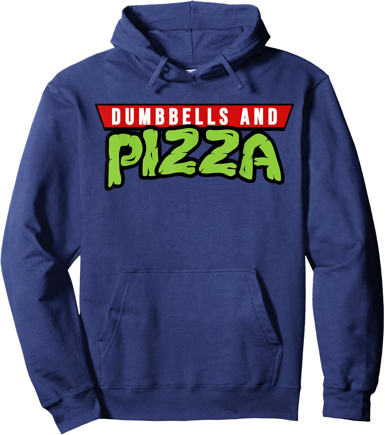 Dumbbells and Pizza Funny Cute Turtle Themed Gym and Fitness Hoodie - Hoodie | Navy