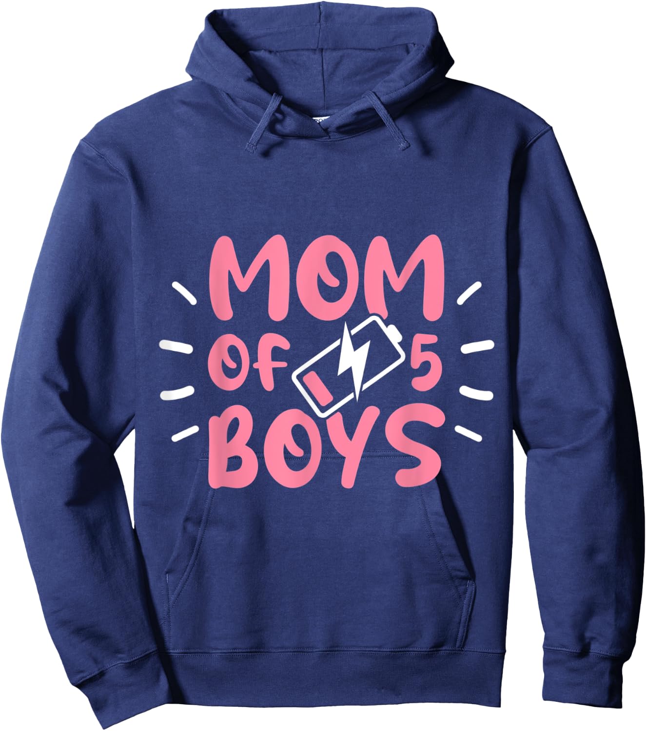Fun Mom of 5 Boys Moms with Five Sons Birthday Mothers Day Hoodie - Hoodie | Navy