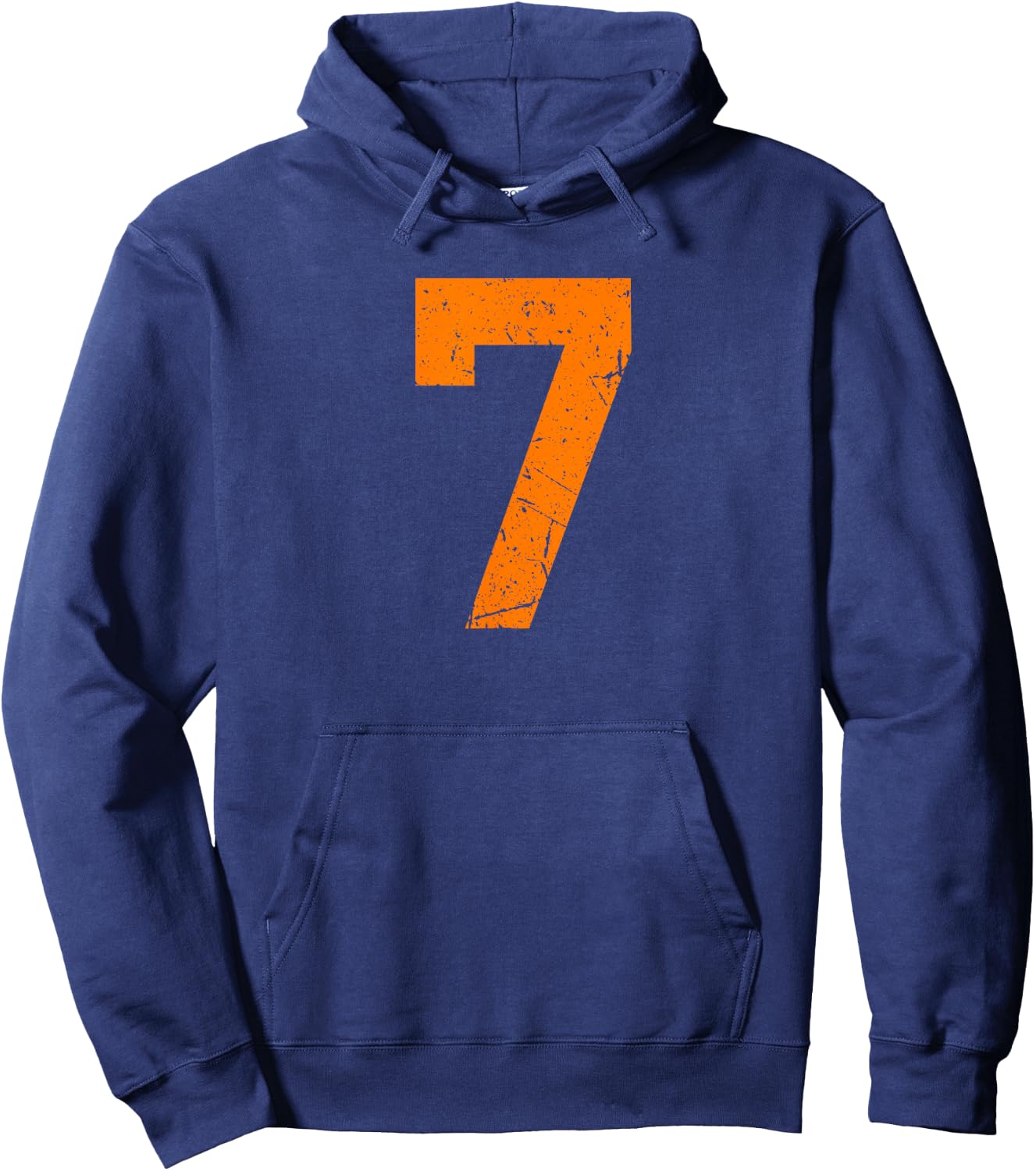 Vintage Orange Sports Team Number #7 Hoodie - Hoodie | Navy