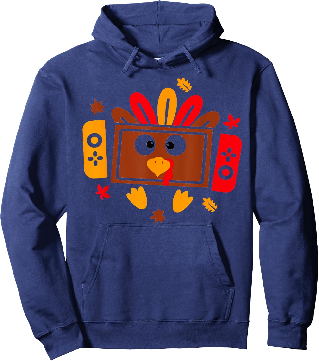 Video Games Thanksgiving Turkey Gamer Gaming Boys Kids Teens Hoodie - Hoodie | Navy