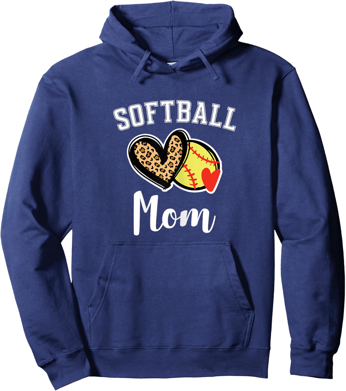 Softball Mom Leopard Heart Hoodie - Hoodie | Navy