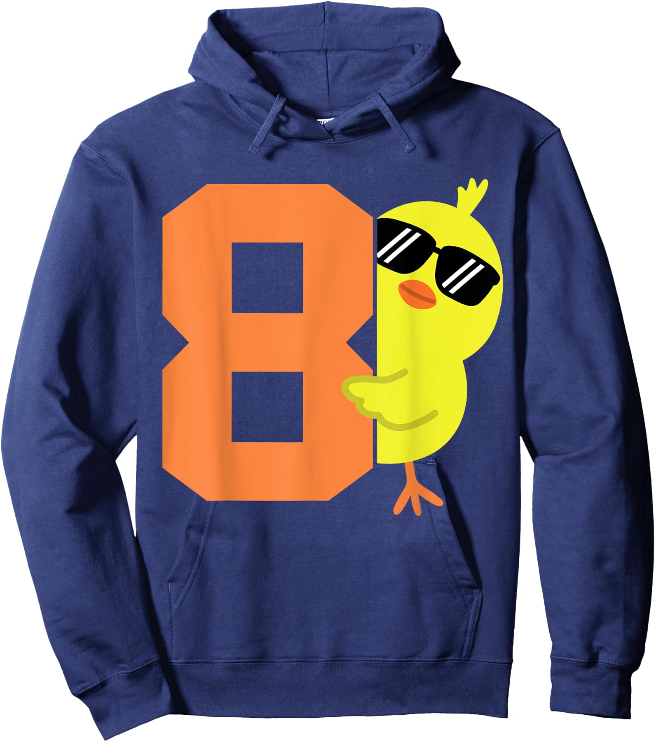 Kids 8th Birthday Chicken Themed Cute 8 Year Old Boys Chick Hoodie - Hoodie | Navy