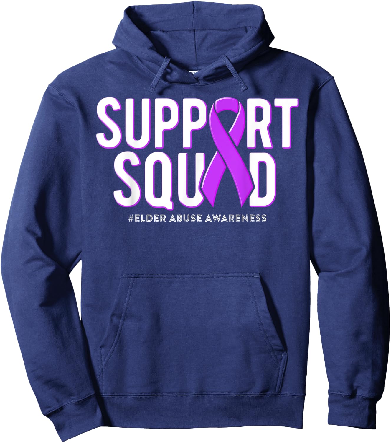 Support Squad Elder Abuse Awareness Purple Ribbon Hoodie - Hoodie | Navy