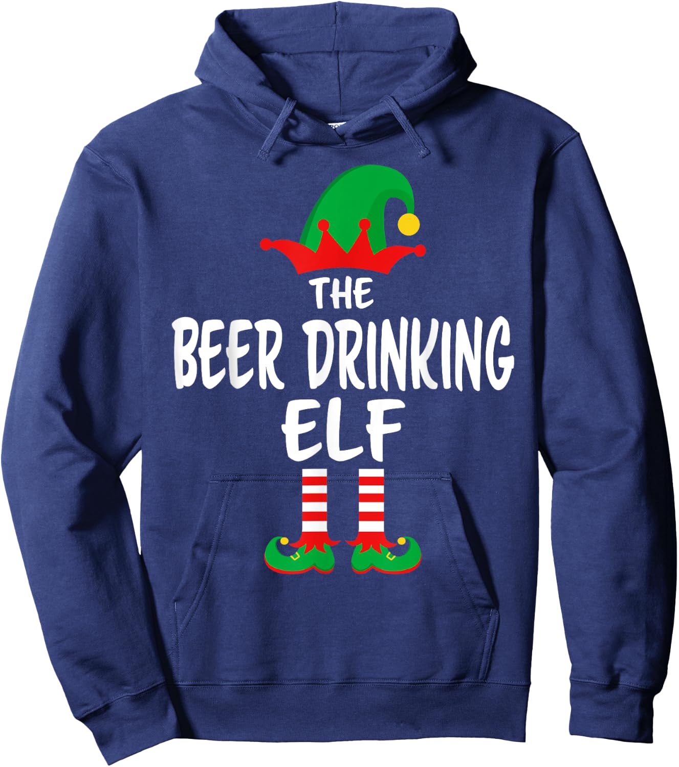 The Beer Drinking Elf Matching Family Christmas Hoodie - Hoodie | Navy