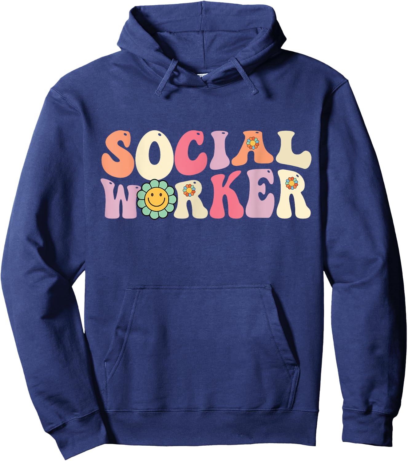 Social Worker Groovy Retro Vintage 60s 70s Design Hoodie - Hoodie | Navy