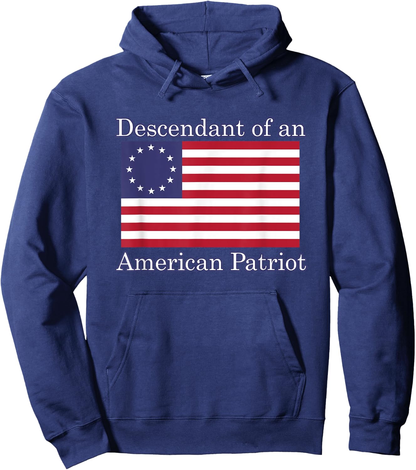 Descendant of an American Patriot - -Adults, Kids - Black - Small - Short Sleeve - Modern - American Vacation Hoodie - Hoodie | Navy