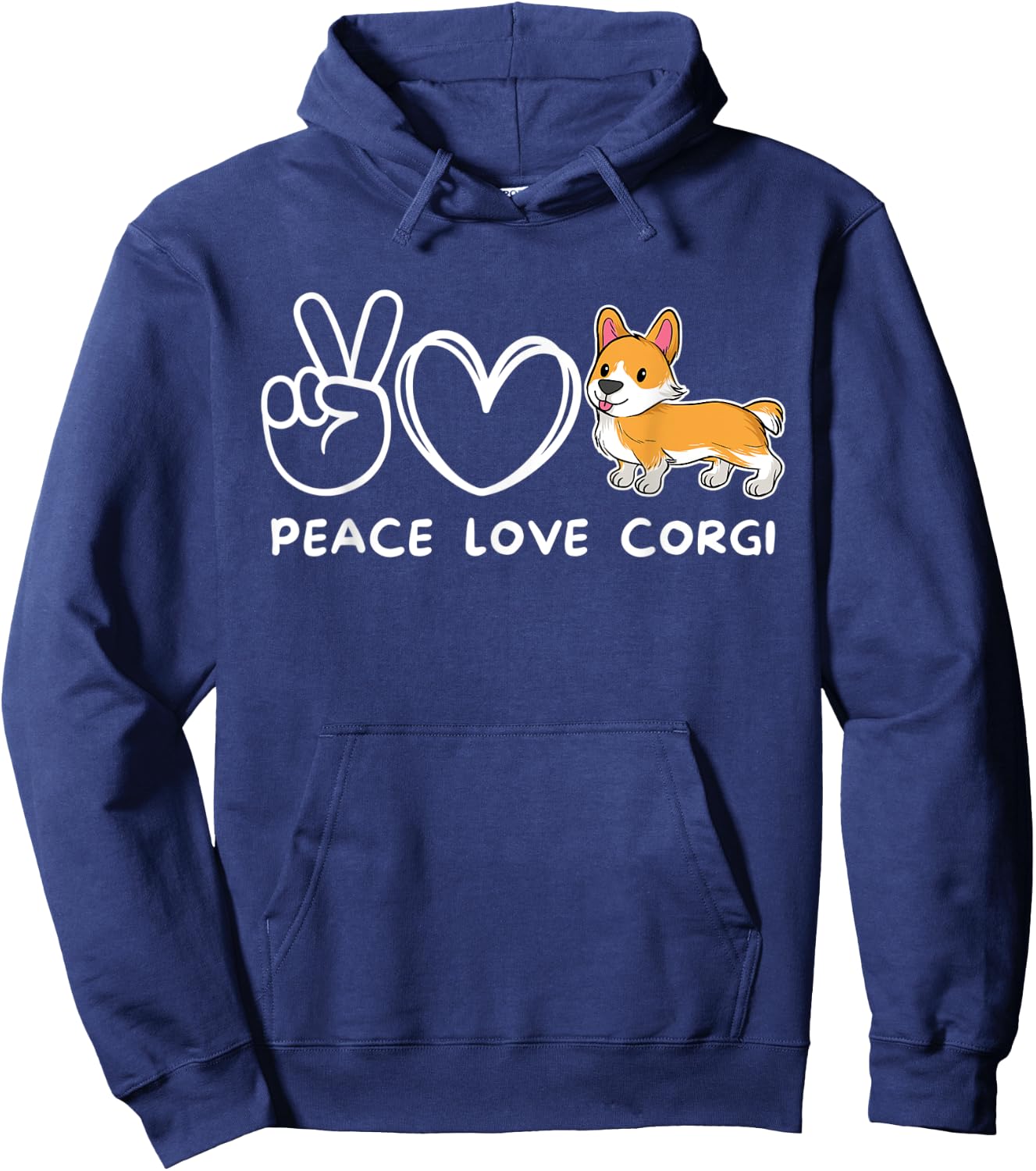 Peace, Love Corgi Retro Corgi Dog Lover Women Kids Hoodie - Hoodie | Navy