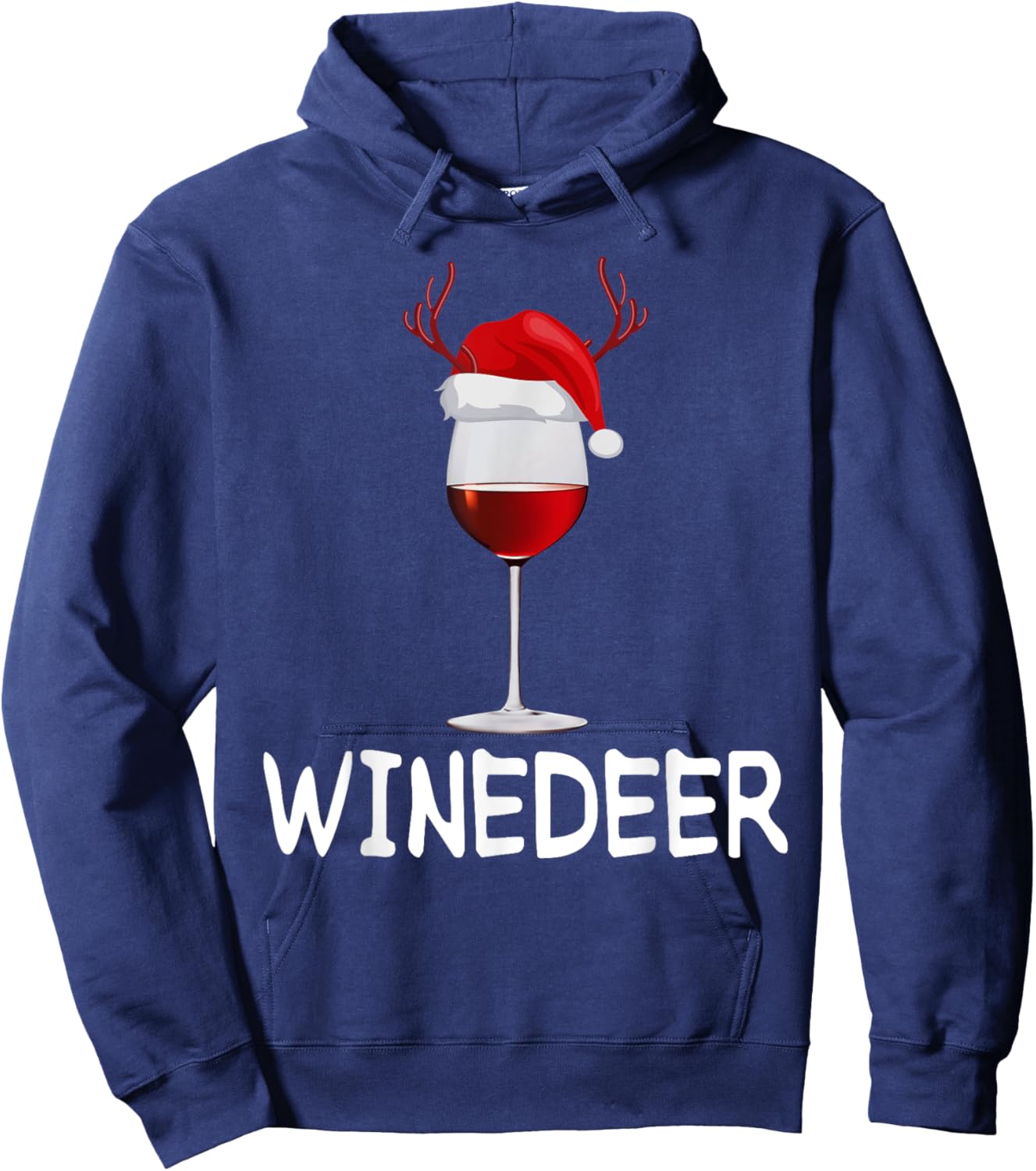 WineDeer ReinBeer Funny Wine Beer Christmas Couples Matching Hoodie - Hoodie | Navy