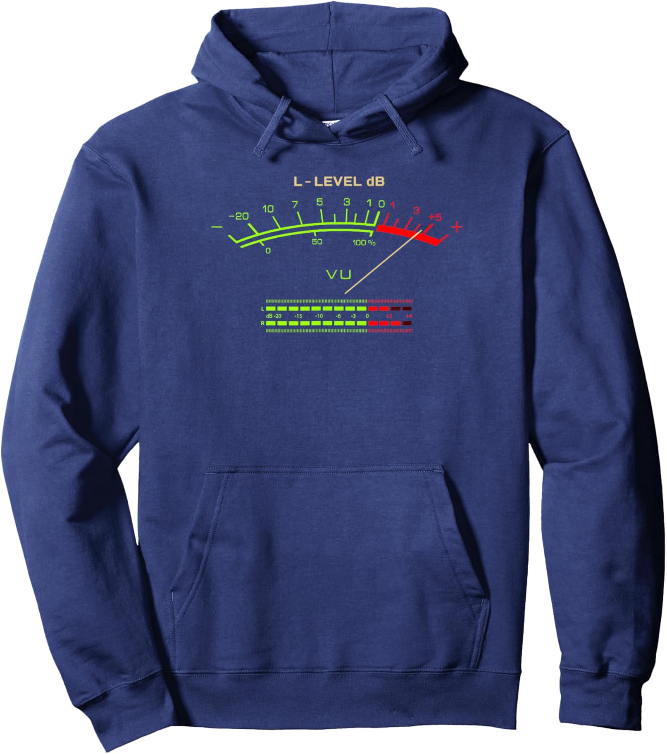Retro VU Meter Vintage Hi-Fi Audio Stereo Music Sound Hoodie - Hoodie | Navy