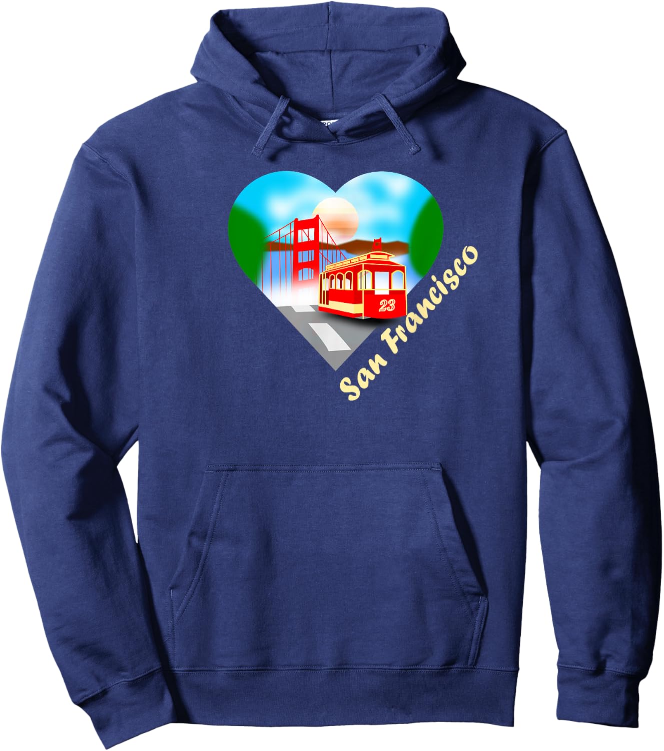 San Francisco Heart with trolley and Golden Gate Hoodie - Hoodie | Navy