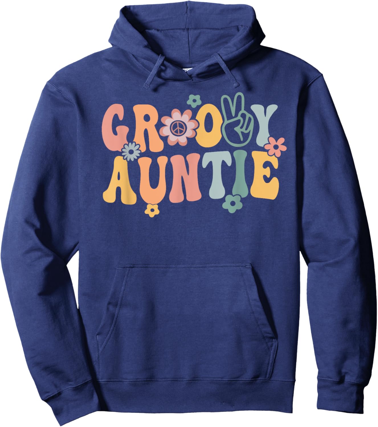 Groovy Auntie Retro Aunt Matching Family 1st Birthday Party Hoodie - Hoodie | Navy