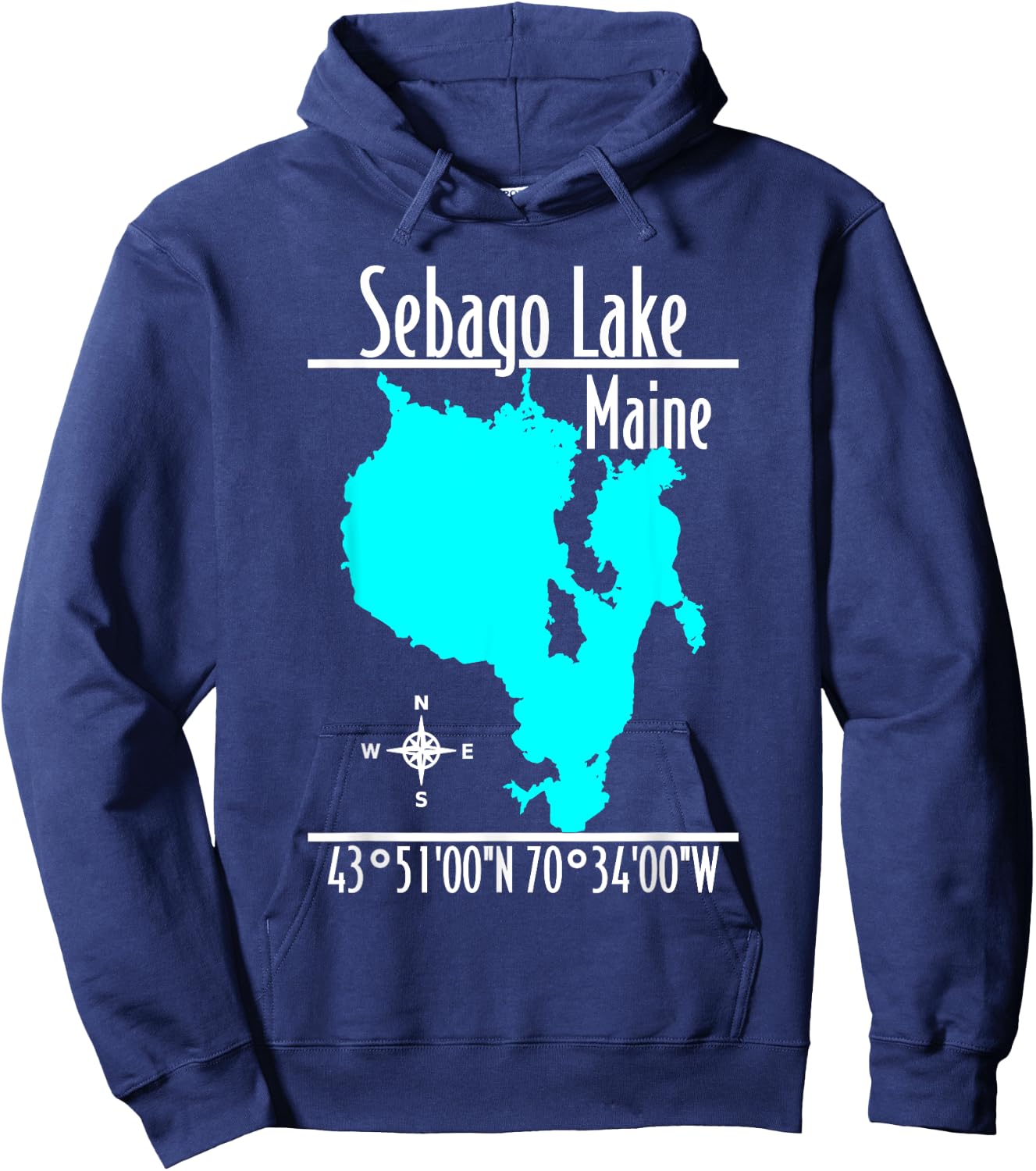 Modern Sebago Lake, Maine Hoodie - Hoodie | Navy