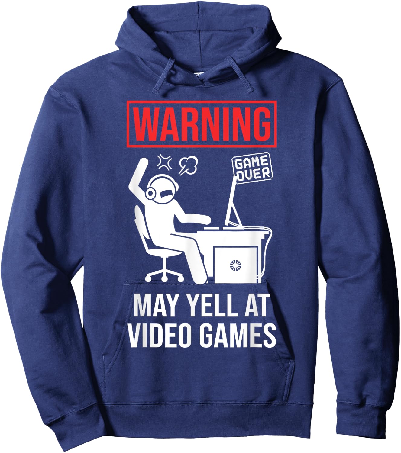 Warning May Yell At Video Games Gamer Funny Gaming Hoodie - Hoodie | Navy