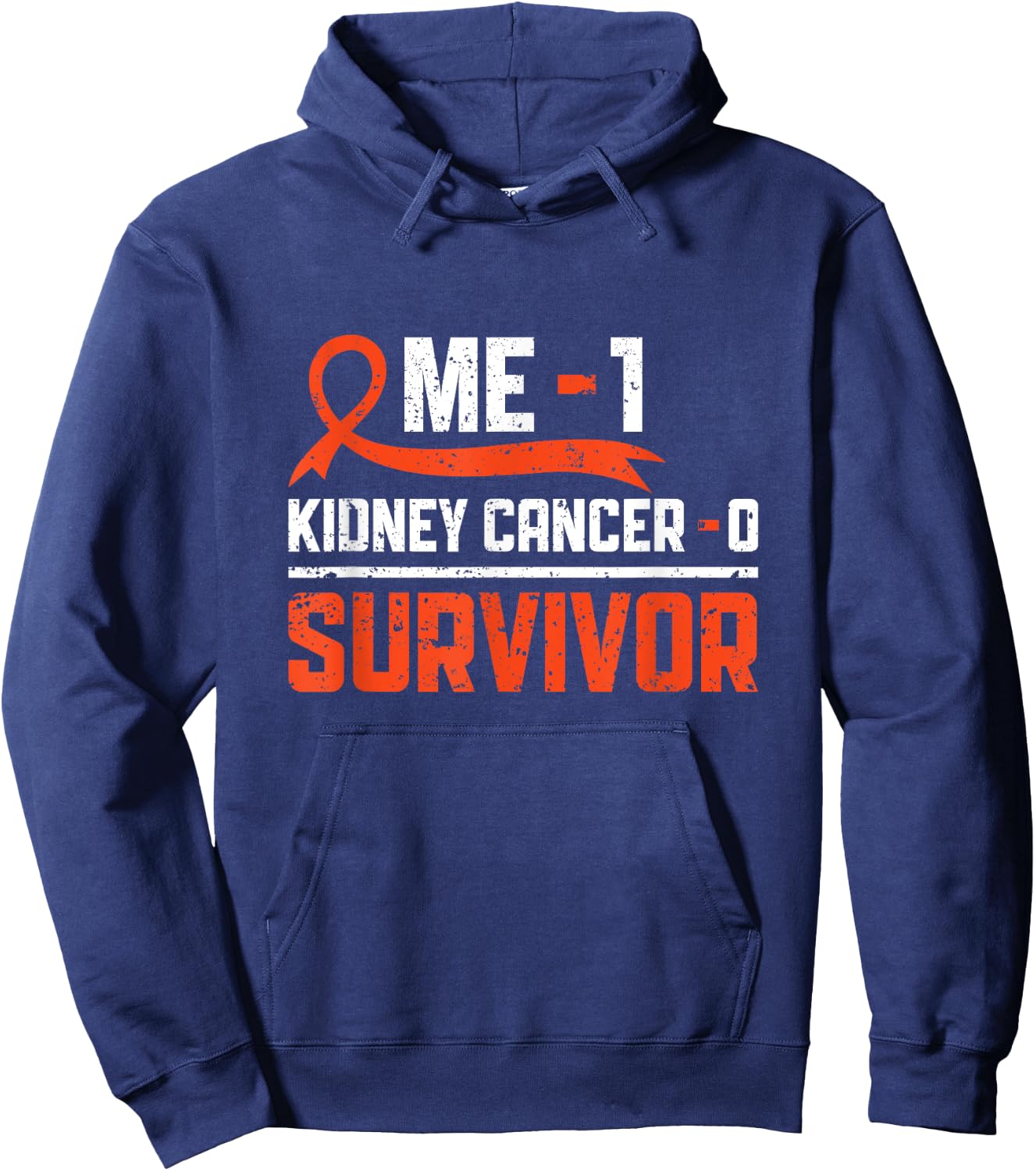 Kidney Cancer Warrior Orange Ribbon Apparel Kidney Cancer Survivor -Adults Black Short Sleeve Size 6 Regular Fit Modern Humor Hoodie - Hoodie | Navy