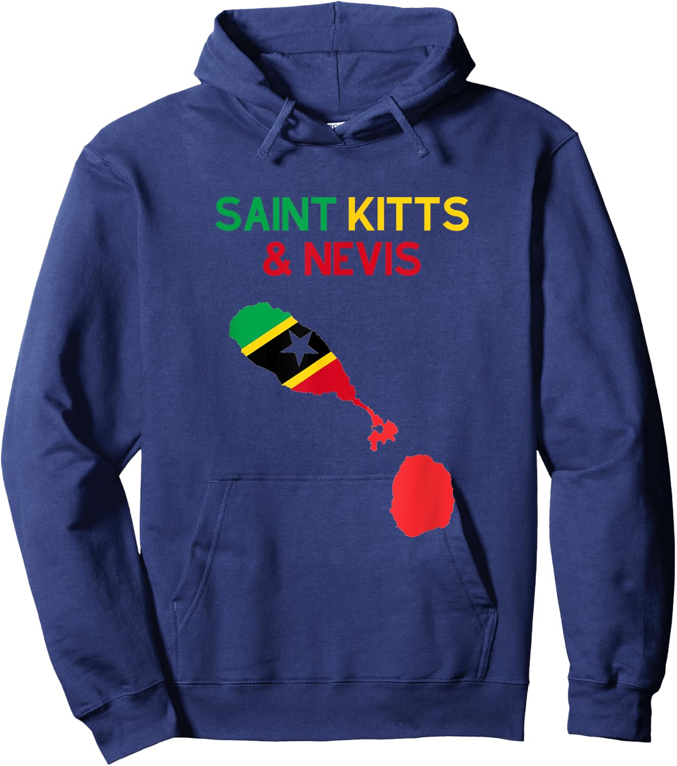 Saint Kitts & Nevis Flag and Map Hoodie - Hoodie | Navy