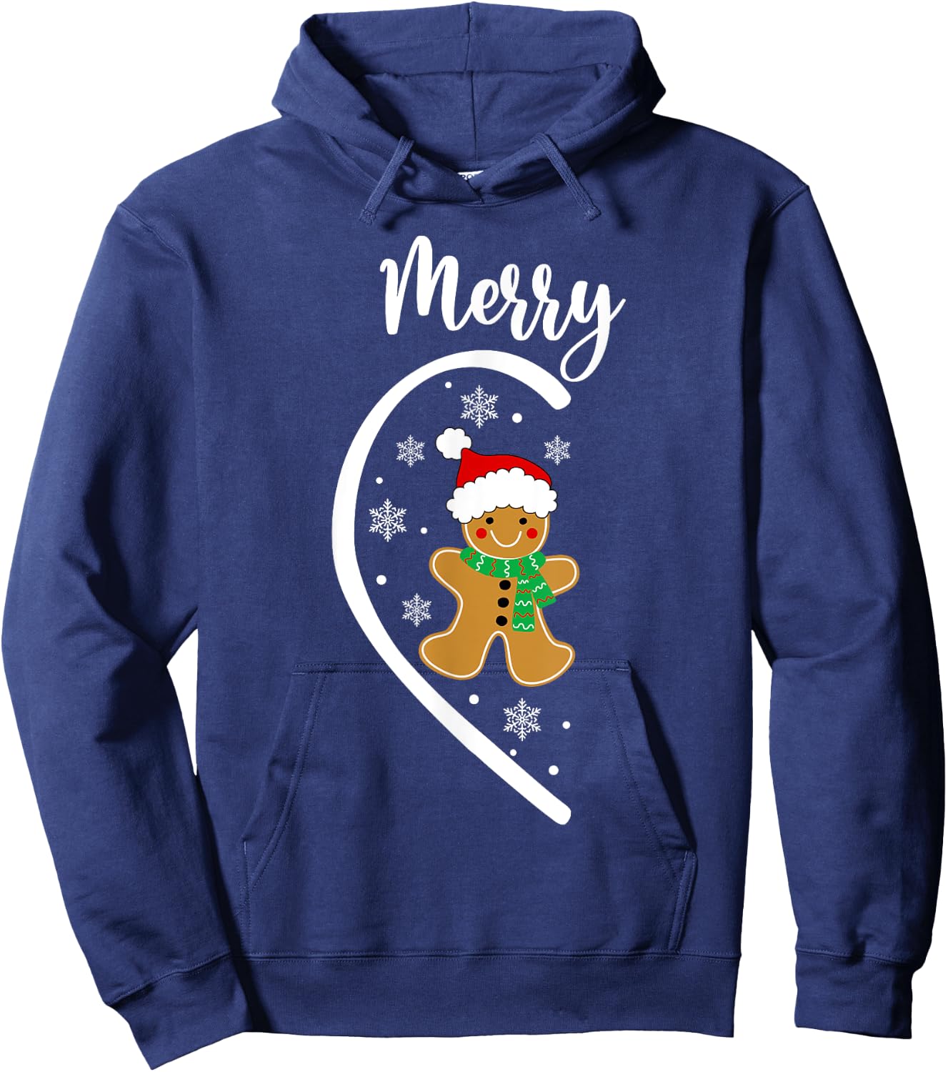 Merry Christmas Gingerbread Couple Christmas Pajama Matching Hoodie - Hoodie | Navy