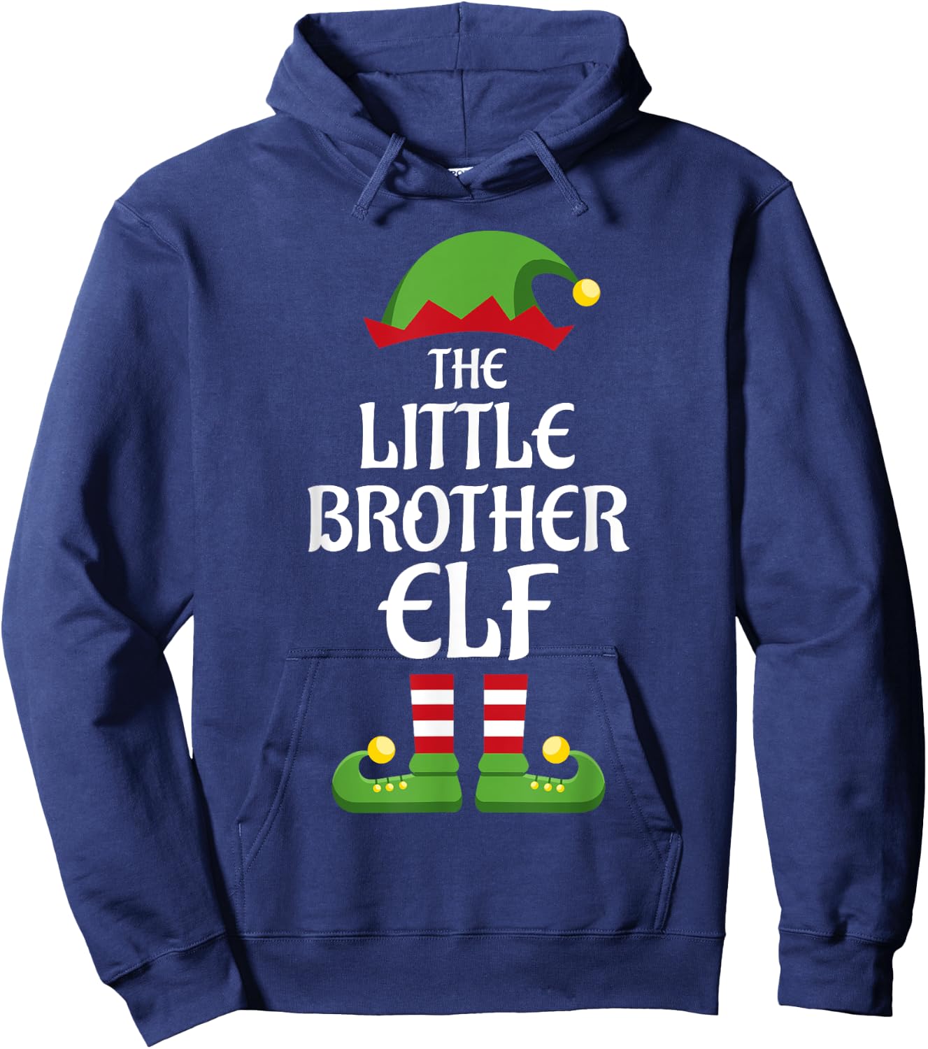 Little Brother Elf Family Matching Group Christmas Hoodie - Hoodie | Navy