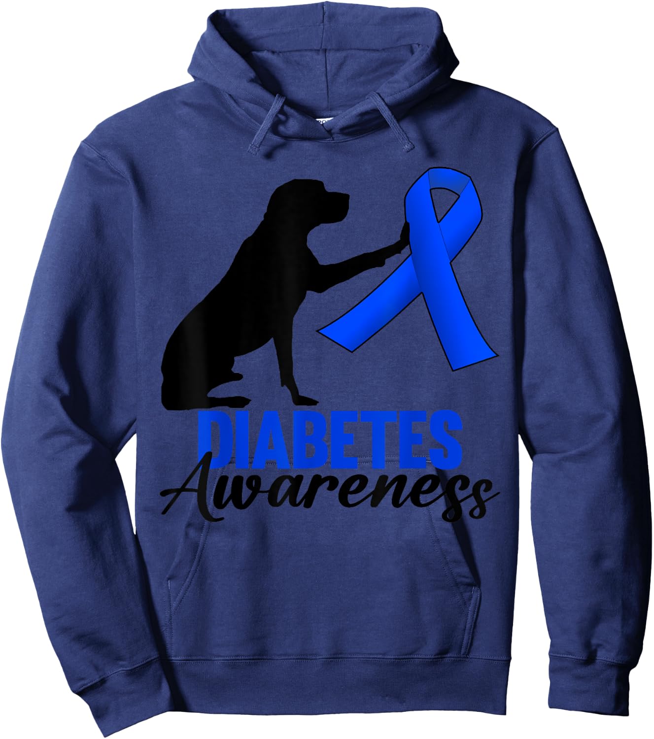 Type 1 Type 2 Diabetic Dog Lovers T1D T2D Diabetes Awareness Men Women Hoodie - Hoodie | Navy
