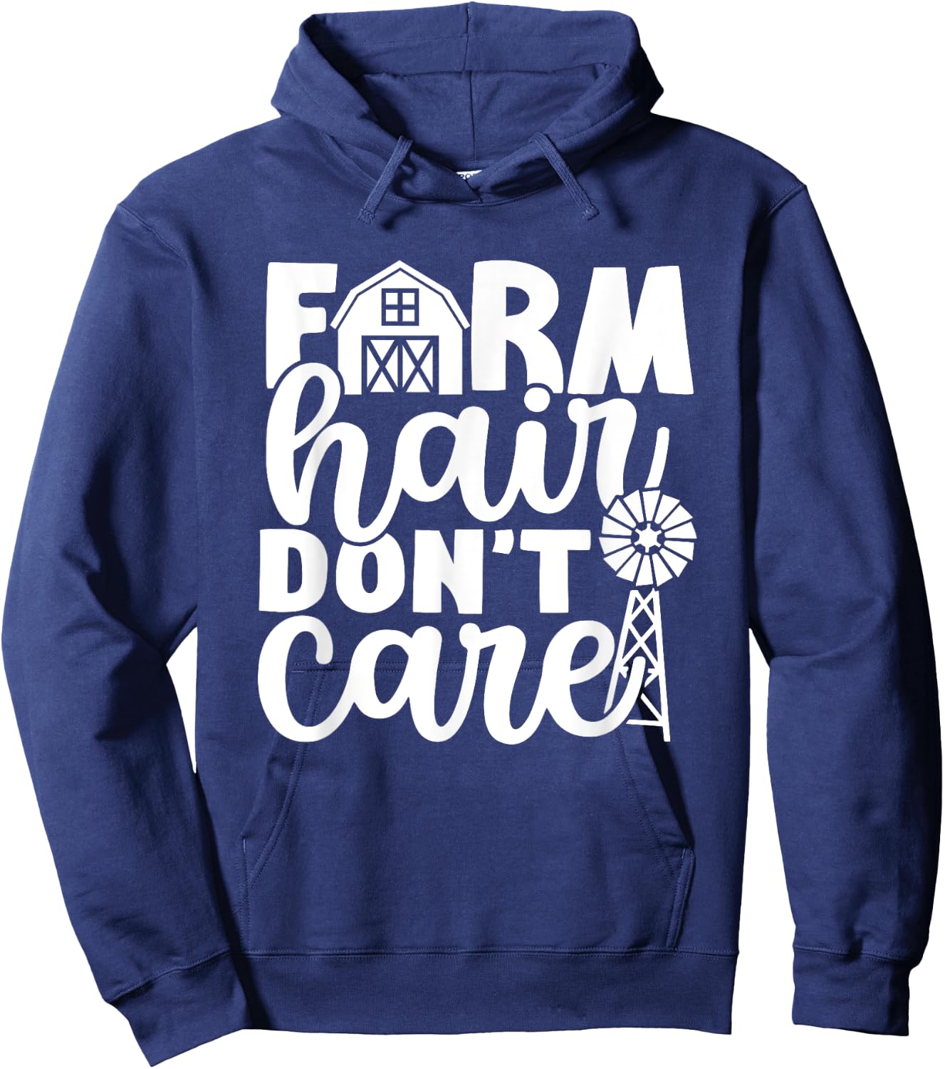 Farm Hair Don't Care Farm Farmer Girl Riding Wife Girlfriend Hoodie - Hoodie | Navy