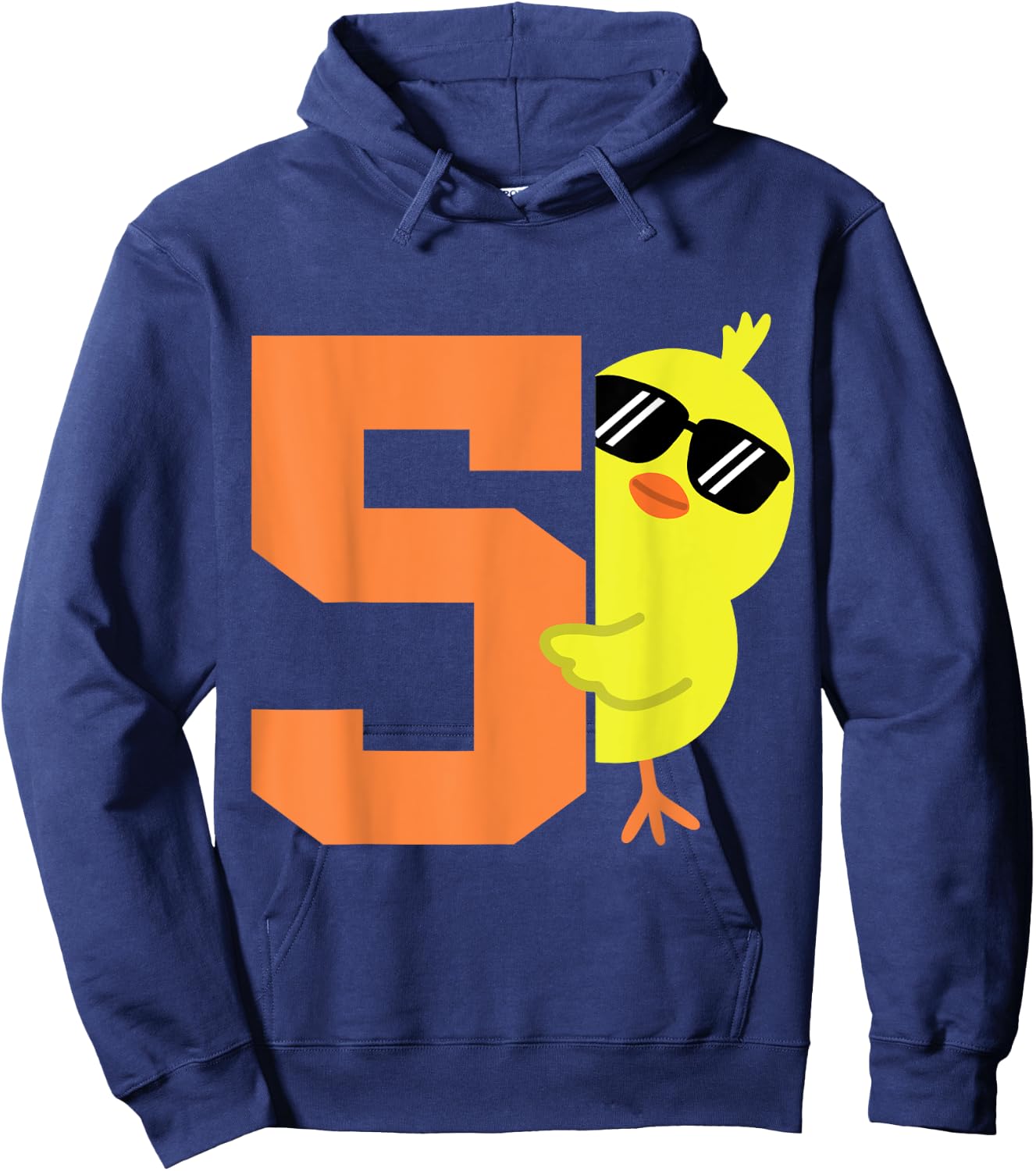 Kids 5th Birthday Chicken Themed Cute 5 Year Old Boys Chick Hoodie - Hoodie | Navy