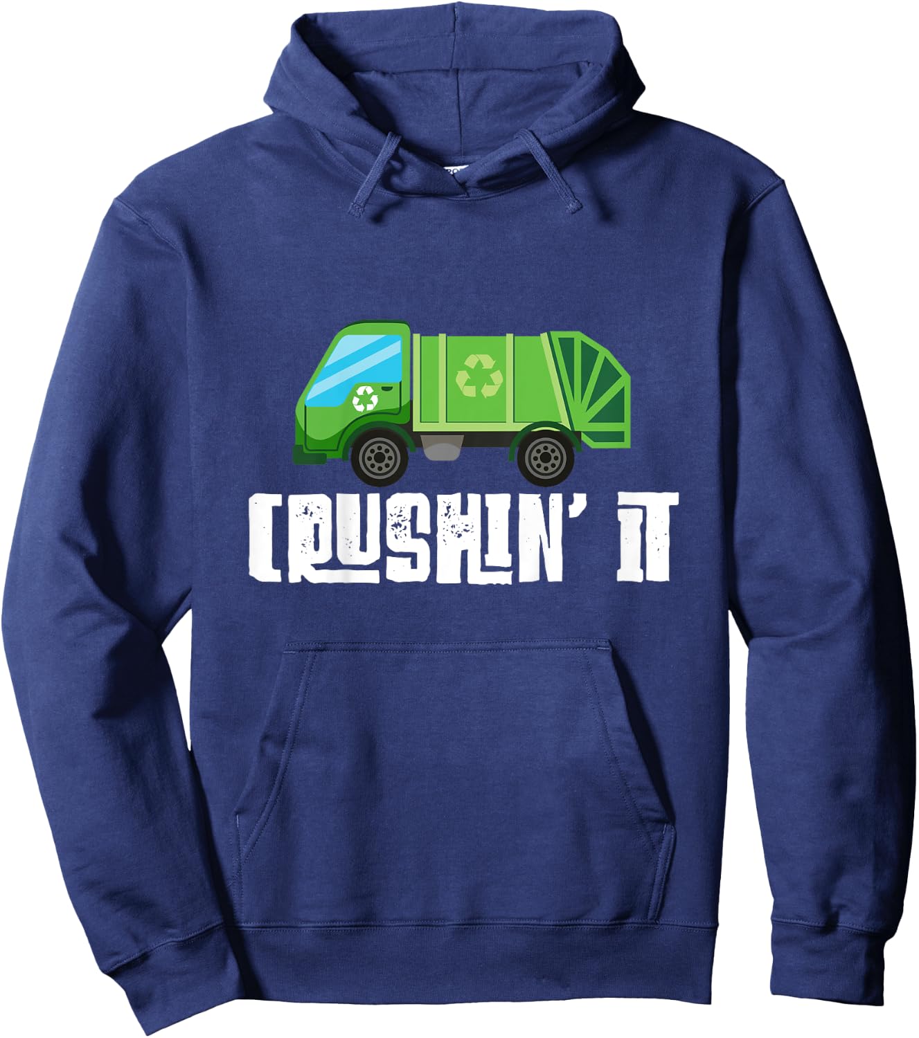 Kids Garbage Truck Crushin' It Kids Toddler Garbage Day Hoodie - Hoodie | Navy