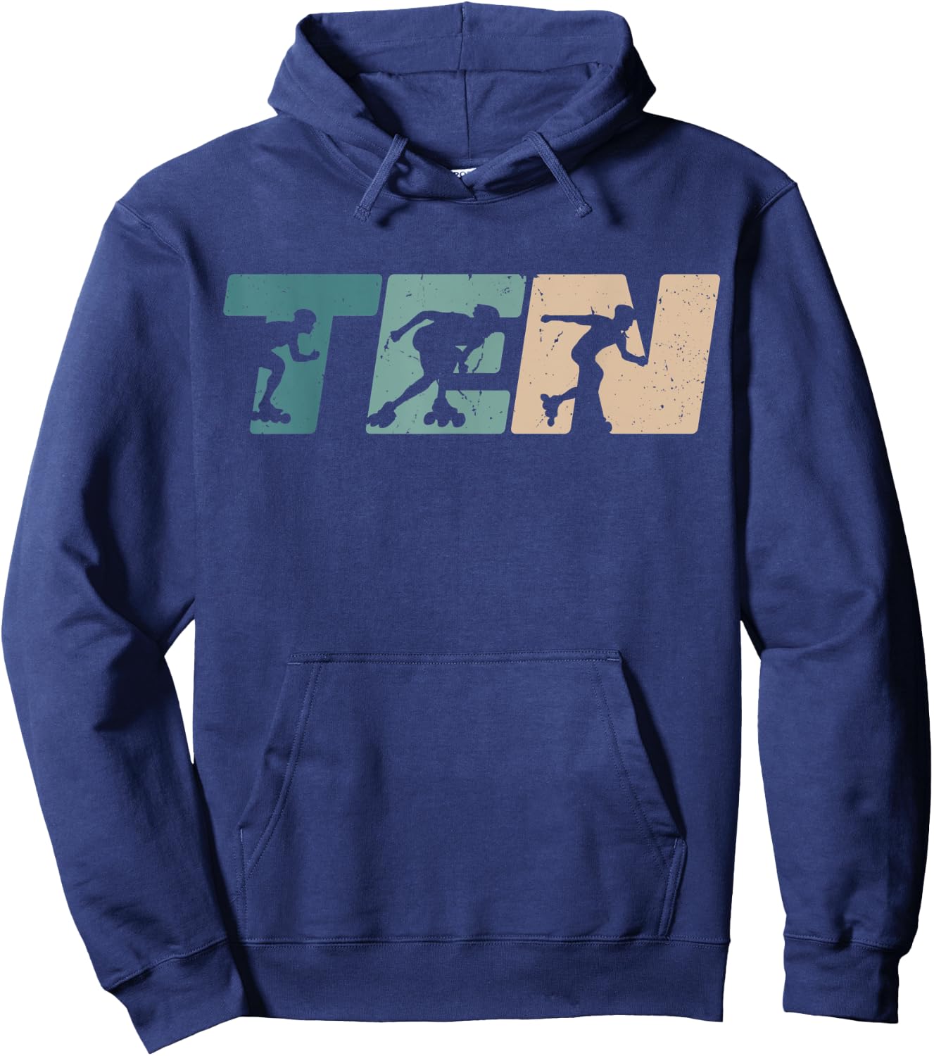 10th Birthday Inline Skater Rollerblading Boys Kids Retro Hoodie - Hoodie | Navy