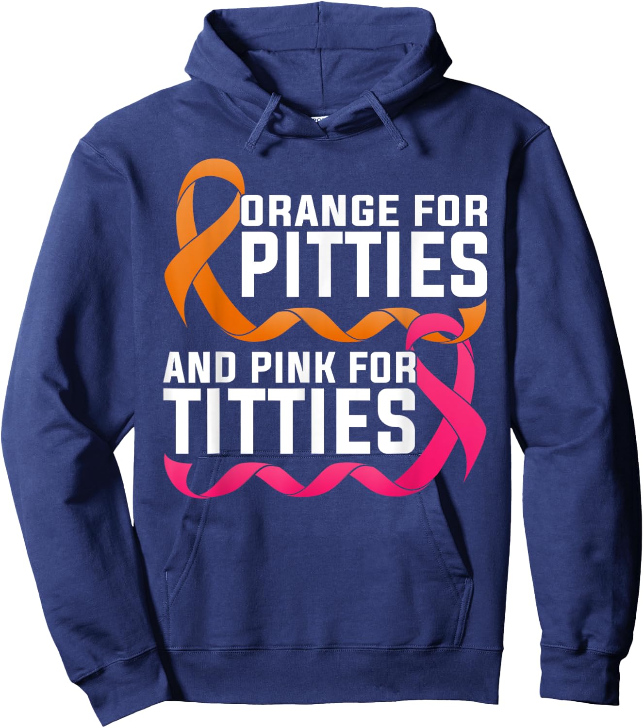 Pitbull And Breast Cancer Awareness Pitties Titties Ribbons Hoodie - Hoodie | Navy