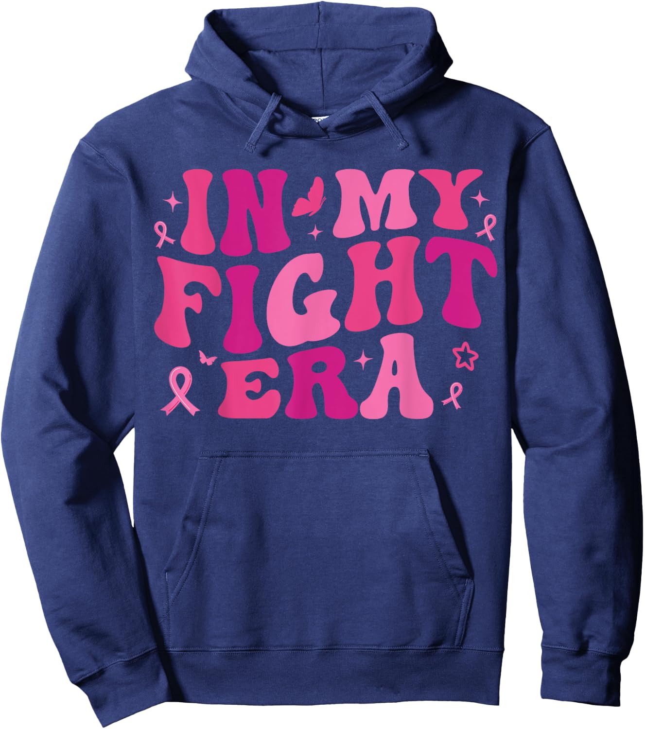Breast Cancer Warrior Pink Ribbon Hoodie - Hoodie | Navy