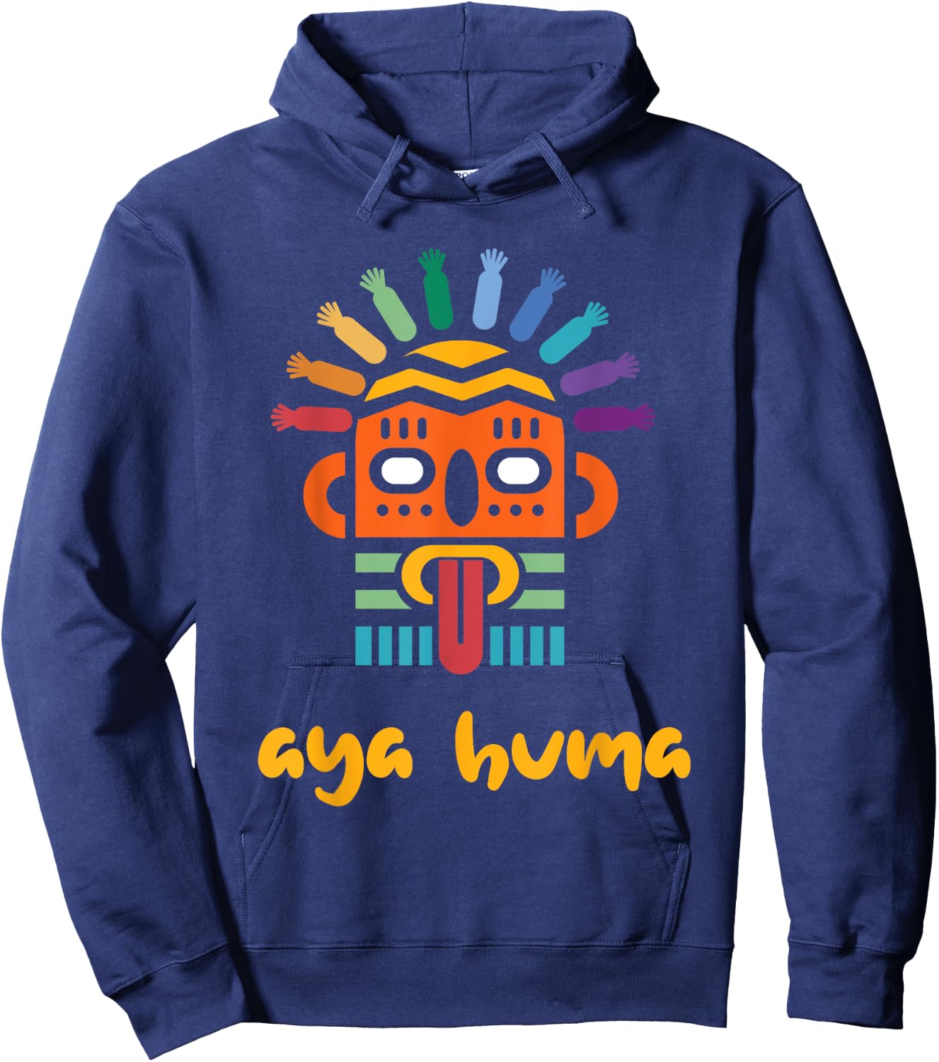 Aya Huma Festival Mask Spirit Head Two Faces Inti Raimy Hoodie - Hoodie | Navy
