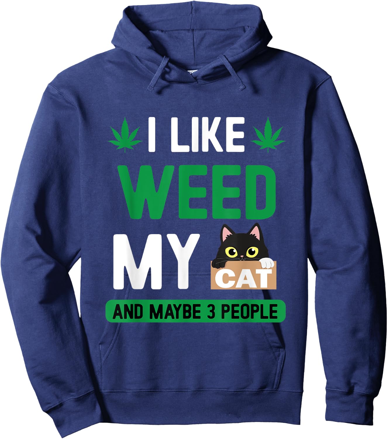 I Like Weed My Cat Maybe 3 People Fun Cannabis Stoner Gifts Hoodie - Hoodie | Navy