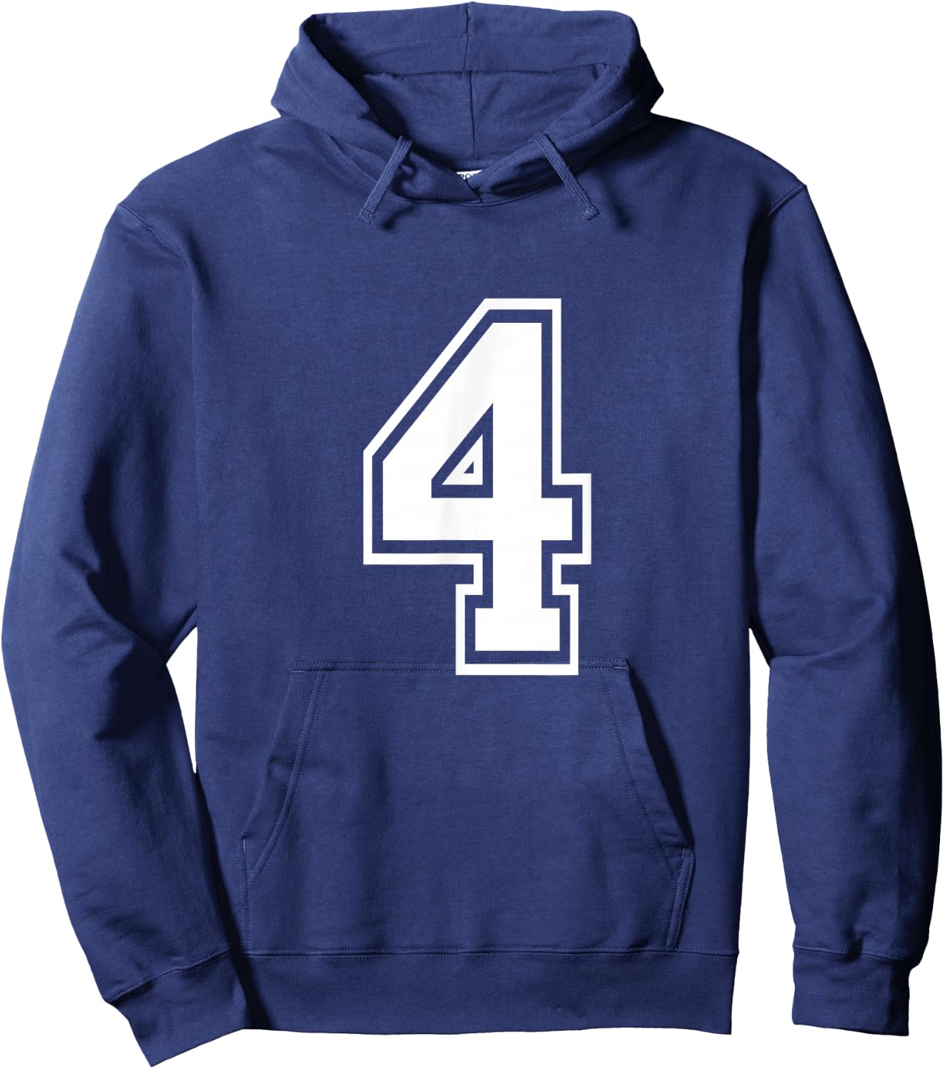 Number 4 Front + Back Varsity Sports Team 4rd Birthday Hoodie - Hoodie | Navy