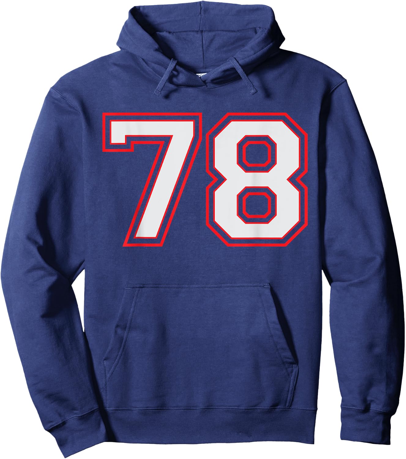 Red Number 78 Sports Player Jersey Fun Game Winner #78 Lucky Hoodie - Hoodie | Navy