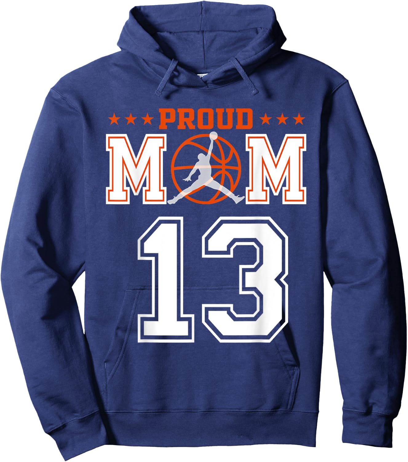 Custom Number 13 Proud Basketball Mom Personalized Sport Lov Hoodie - Hoodie | Navy