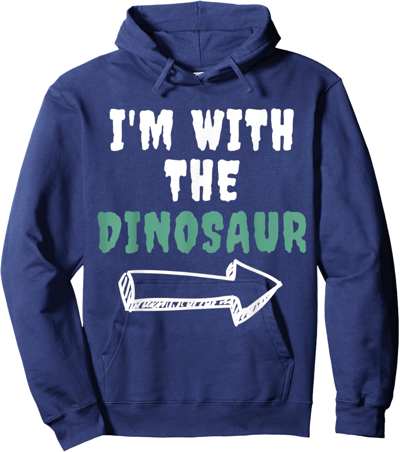 Halloween Shirt Funny Vintage Retro I'm With the Dinosaur Hoodie - Hoodie | Navy
