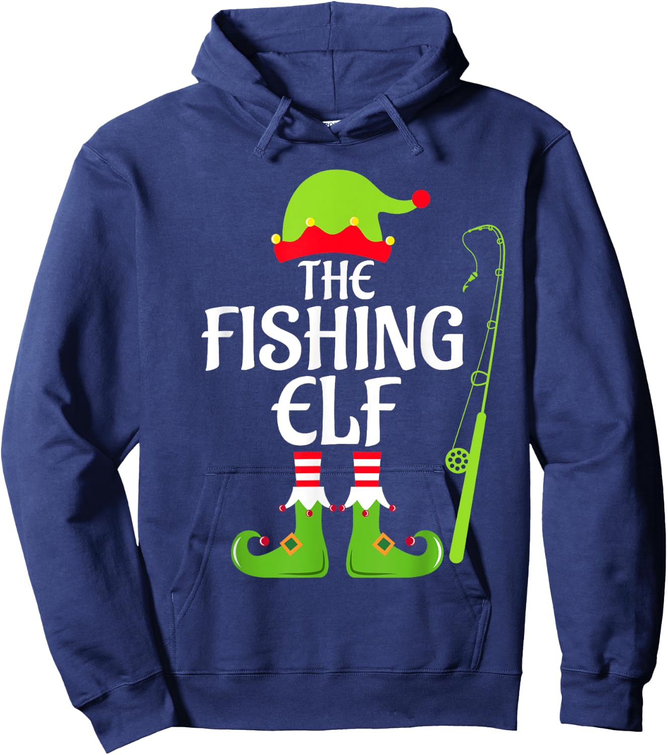 Fishing Elf Matching Family Group Christmas Party Xmas Funny Hoodie - Hoodie | Navy